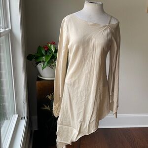 Asymmetrical One-Shoulder Cream Dress